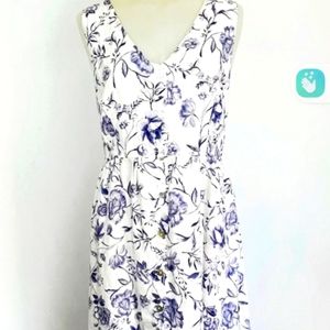 Cynthia Rowley Blue and white Vneck Maxi Dress With Inseam
